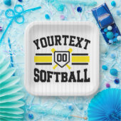 名前をパーソナライズされた追加ソフトボール選手の多様性チーム ペーパープレート (パーティー)