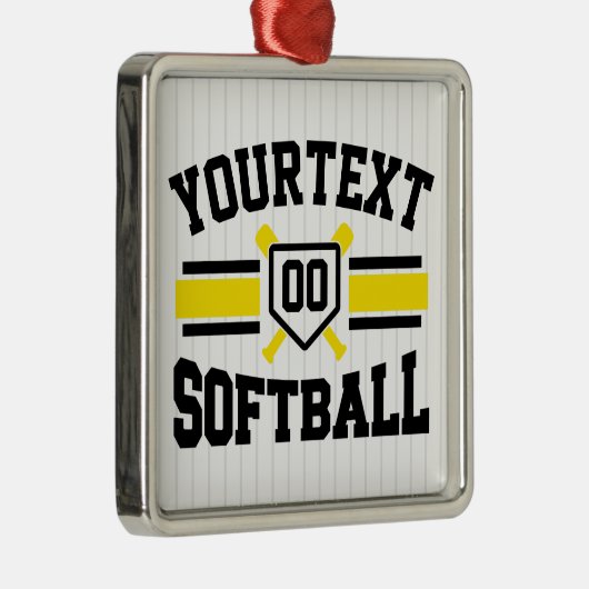 名前をパーソナライズされた追加ソフトボール選手の多様性チーム メタルオーナメント (右)