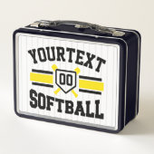 名前をパーソナライズされた追加ソフトボール選手の多様性チーム メタルランチボックス (裏面)
