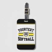 名前をパーソナライズされた追加ソフトボール選手の多様性チーム ラゲッジタグ (正面縦)