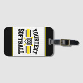 名前をパーソナライズされた追加ソフトボール選手の多様性チーム ラゲッジタグ (正面横)