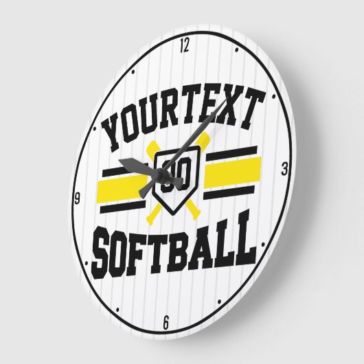 名前をパーソナライズされた追加ソフトボール選手の多様性チーム ラージ壁時計 (傾斜)