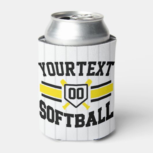 名前をパーソナライズされた追加ソフトボール選手の多様性チーム 缶クーラー (缶正面)