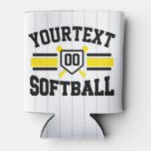 名前をパーソナライズされた追加ソフトボール選手の多様性チーム 缶クーラー (正面)