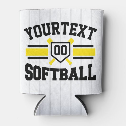 名前をパーソナライズされた追加ソフトボール選手の多様性チーム 缶クーラー (正面)
