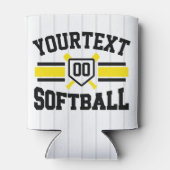 名前をパーソナライズされた追加ソフトボール選手の多様性チーム 缶クーラー (裏面)