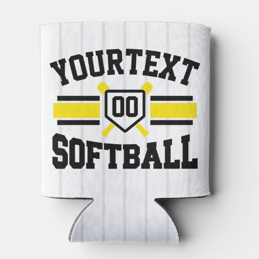 名前をパーソナライズされた追加ソフトボール選手の多様性チーム 缶クーラー (裏面)