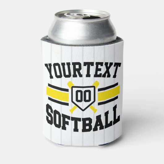 名前をパーソナライズされた追加ソフトボール選手の多様性チーム 缶クーラー (缶裏面)