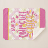 名前をパーソナライズされた追加1かわいいシックなピンク色の黄色 シェルパブランケット (正面(横))