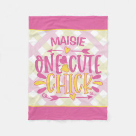 名前をパーソナライズされた追加1かわいいシックなピンク色の黄色 フリースブランケット