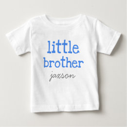 名前をパーソナライズされた追加Blue文字Little Brother ベビーTシャツ