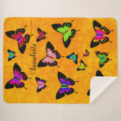 名前をパーソナライズした素晴らしい鮮やかな蝶 シェルパブランケット (正面(横))