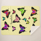 名前をパーソナライズした素晴らしい鮮やかな蝶 シェルパブランケット (正面(横))