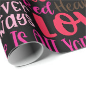 名前をパーソナライズするバレンタインデー赤ピンクハート ラッピングペーパー (ロールコーナー)