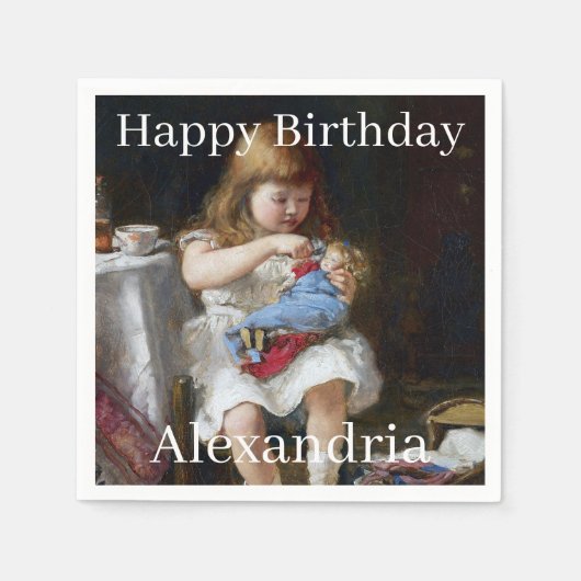 名前をパーソナライズ不安な小さな母親 スタンダードカクテルナプキン (正面)
