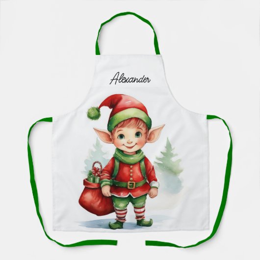 名前をパーソナライズ小妖精や小人ギフトの袋 エプロン (正面)