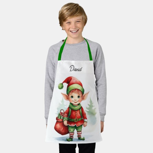 名前をパーソナライズ小妖精や小人ギフトの袋 エプロン (着用した状態)
