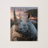 名前をパーソナライズ角Rhinoギフト ジグソーパズル (縦)