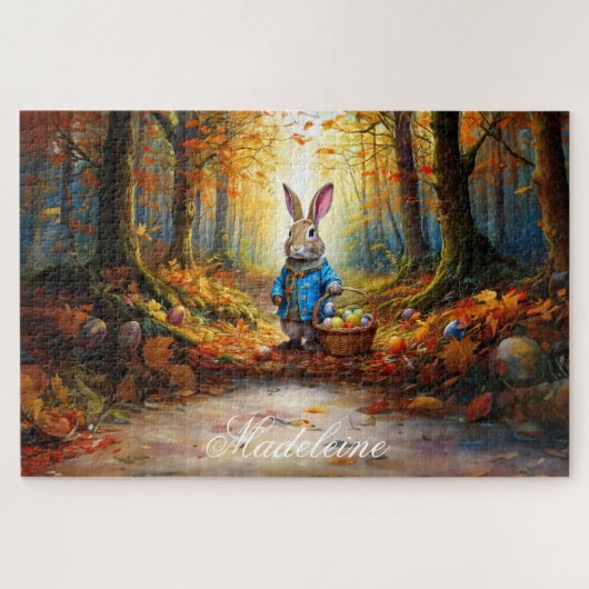 名前をパーソナライズPeter Easter Eggsバスケット ジグソーパズル (横)
