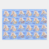 名前をパーソナライズUnicorn女の子の誕生日パーティー ラッピングペーパーシート (正面2)