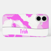 名前をピンクの白い迷彩模様に追加 Case-Mate iPhoneケース (裏面 (横))