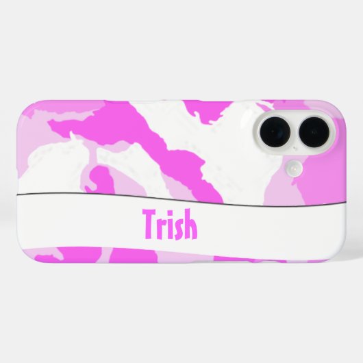 名前をピンクの白い迷彩模様に追加 Case-Mate iPhoneケース (裏面 (横))