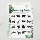 名前をベビー金ゴールドSafariベビーシャワーゲーム 招待状 (正面/裏面)