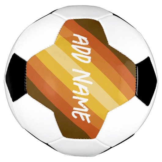 名前をレトロストライプと暖色の夕日に追加 サッカーボール (回転)
