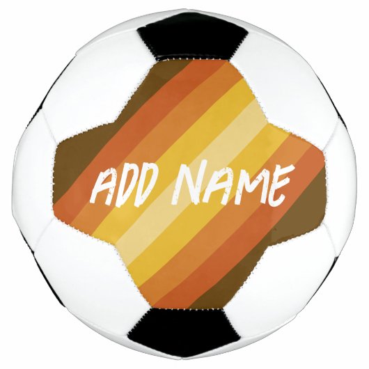 名前をレトロストライプと暖色の夕日に追加 サッカーボール (正面)
