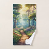 名前を付けたカスタマイズ可能な夏の森のパス バスタオルセット (ハンドタオル)