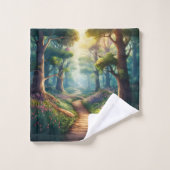 名前を付けたカスタマイズ可能な夏の森のパス バスタオルセット (ウォッシュタオル)