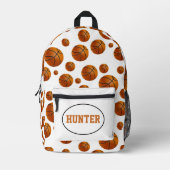 名前を付けたバスケットボールパターン プリントバックパック (正面)