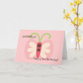 名前を付けたピンクの蝶 カード (黄色い花)