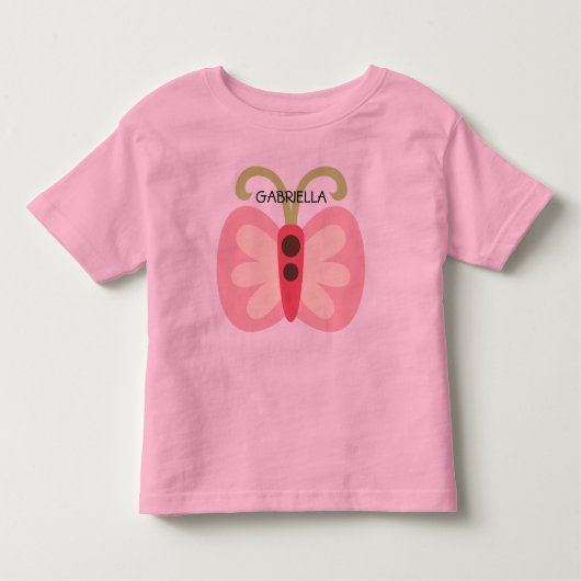 名前を付けたピンクの蝶 トドラーTシャツ (正面)