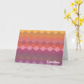 名前を付けたミュート色の幾何学的なダイヤモンド形状 カード (黄色い花)