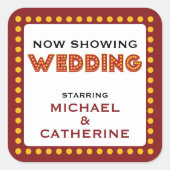 名前を付けたムービー結婚マーキーの署名を表示する スクエアシール (正面)