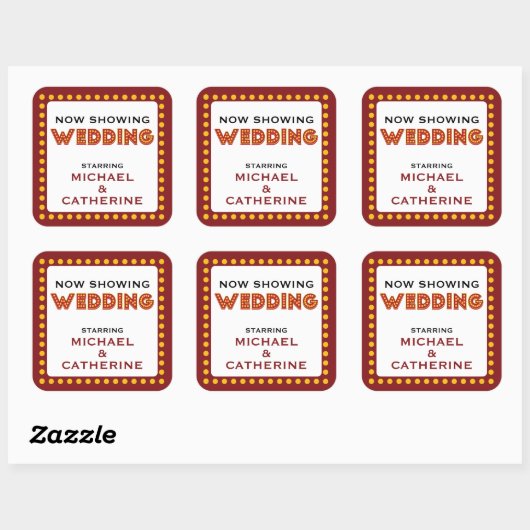 名前を付けたムービー結婚マーキーの署名を表示する スクエアシール (シート)