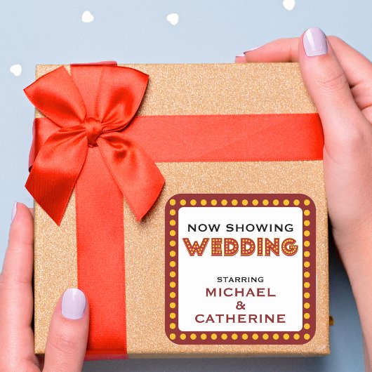 名前を付けたムービー結婚マーキーの署名を表示する スクエアシール