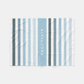 名前を付けた上品な大ストライプのきなライトブルーのパターン フリースブランケット (正面(横))