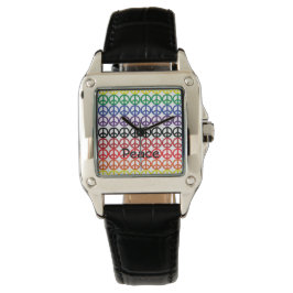 名前を付けた平和のサイン虹の色 腕時計