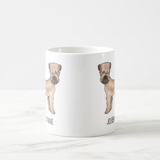 名前を付けた柔らかいコートのホエテンのテリア犬 コーヒーマグカップ (中央)