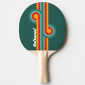 名前を付けた緑色のストライピングループ 卓球ラケット (正面)