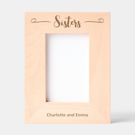 名前を付けた草書体の姉妹(ポートレート) レーザー彫刻フレーム (正面)