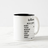 名前を付けた除・売却の週パーソナライズされた間スケジュール ツートーンマグカップ (正面右)