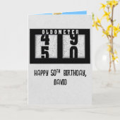 名前を付けた50誕生日用の黒い走行距離 カード (黄色い花)