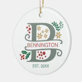 名前を付けたMonogram Red、Green、および金ゴールド文字「B」 セラミックオーナメント (左)
