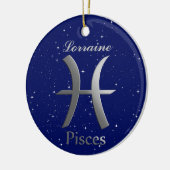 名前を付けたPisces Sun Sign Symbol セラミックオーナメント (左)