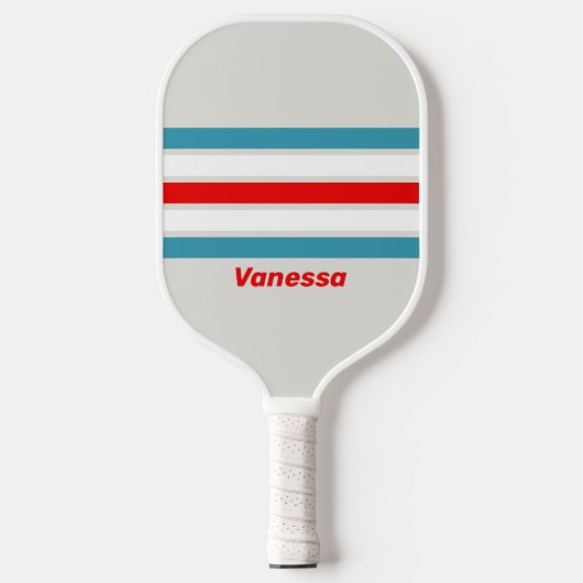 名前を付けてストライプ全体に雷鳥 ピックルボールラケット (正面)