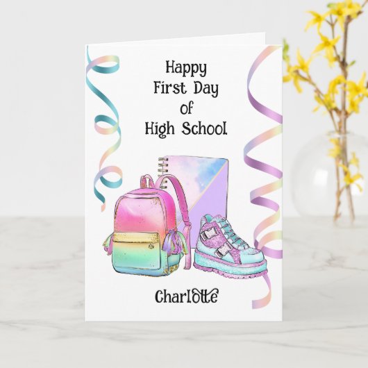 名前を付けて高校を始める カード (黄色い花)