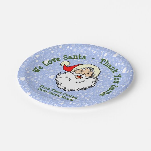 名前を付けて、サンタが大好き – サンタさんありがとう7" ペーパープレート (アングル)